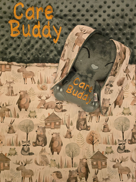 ‘Care Buddy’ Bunny – Handmade with Love in Co. Kerry, the ‘Care Buddy’ has a smooth velvety texture yet feels strong enough that you believe he will Protect and Care for you, satisfying sensory needs. Everyone needs a ‘Care Buddy’. Big enough to Hug and Small enough to carry everywhere with You.

‘Care Buddy’ Blanket – Handmade with Love in Co. Kerry, this blanket is so  Cozy and perfect for a Child with sensory needs to provide comfort and calm. It is a double sided reversible blanket size 100 x 76 cm. Per