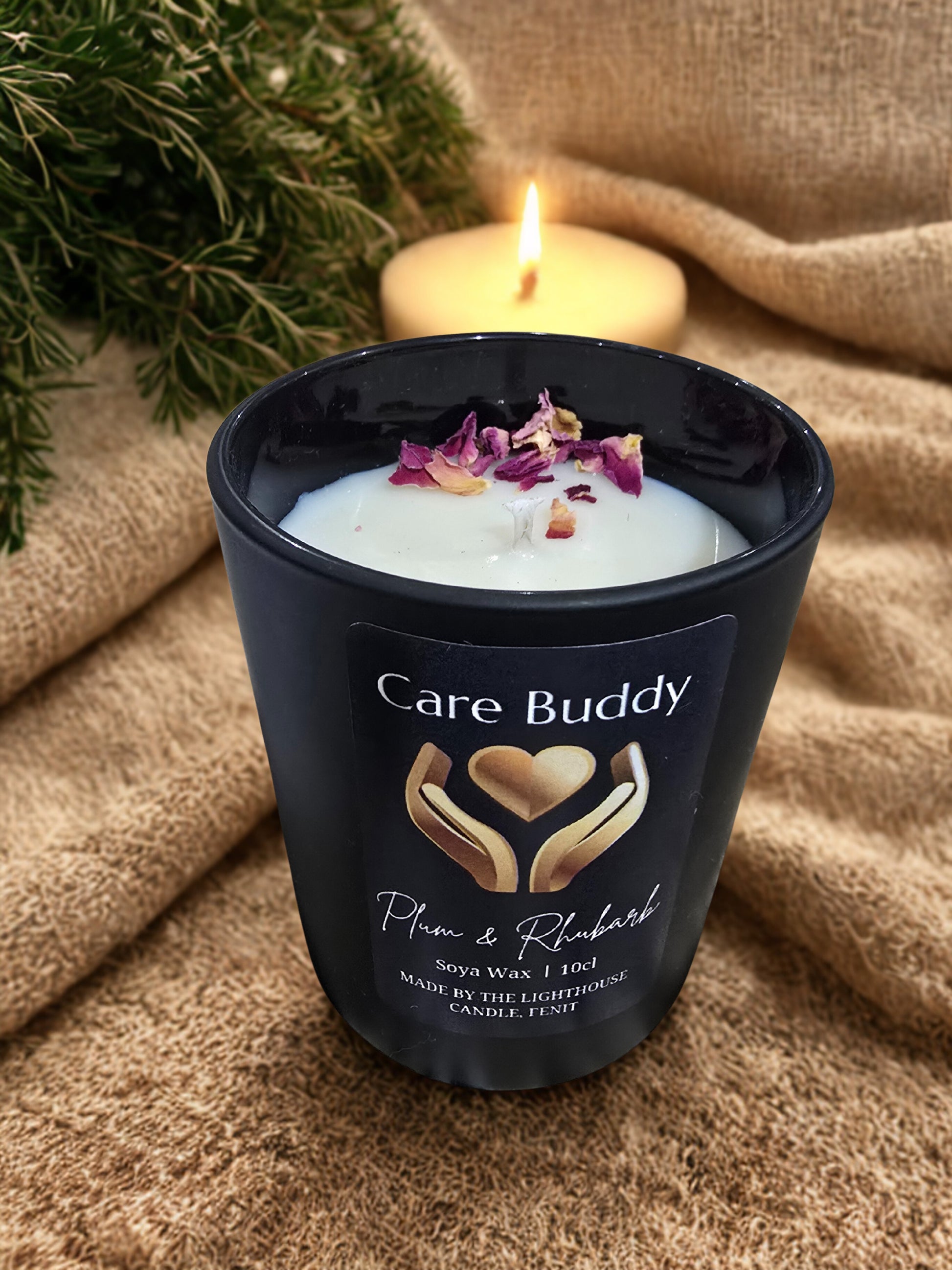 Care Buddy Plum & Rhubarb Candle - hand poured by Lighthouse Candles Fenit Co. Kerry