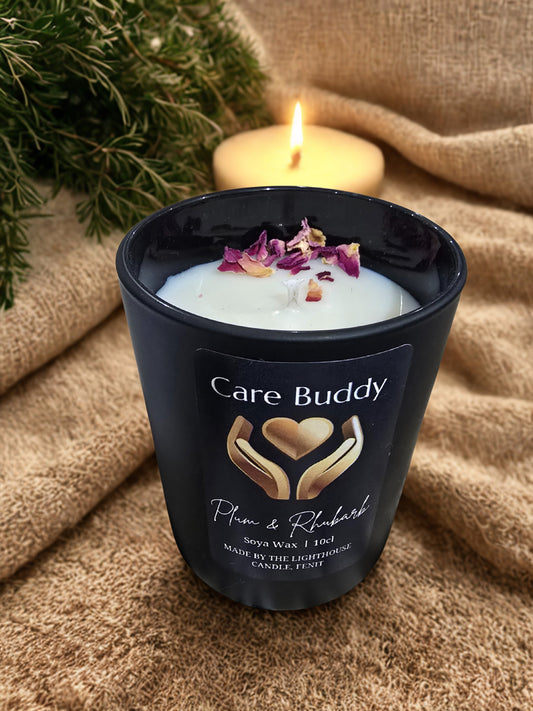 Care Buddy Plum & Rhubarb Candle - hand poured by Lighthouse Candles Fenit Co. Kerry