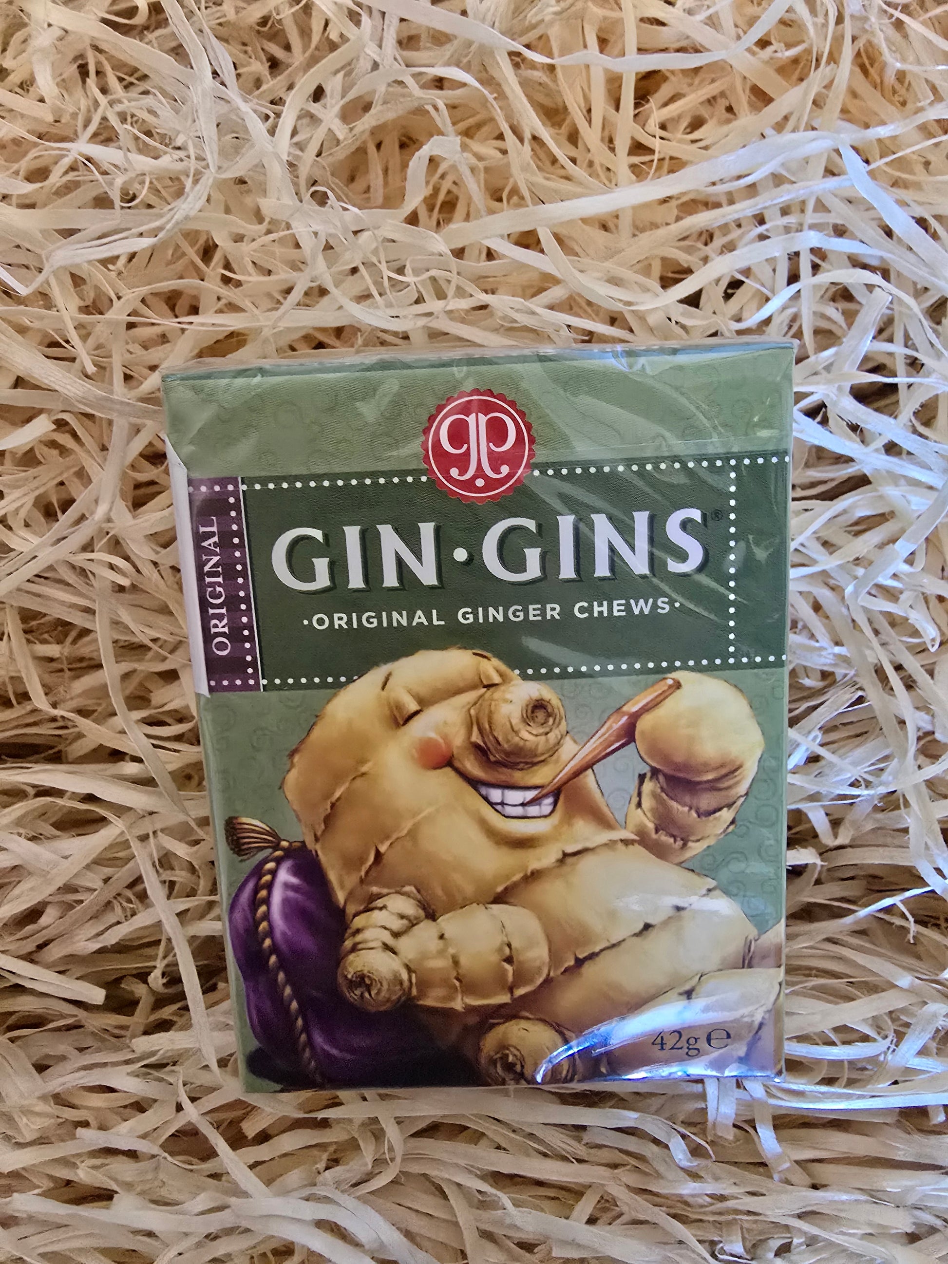 Pack of Gin Gins Original Ginger Chews to assist with nausea