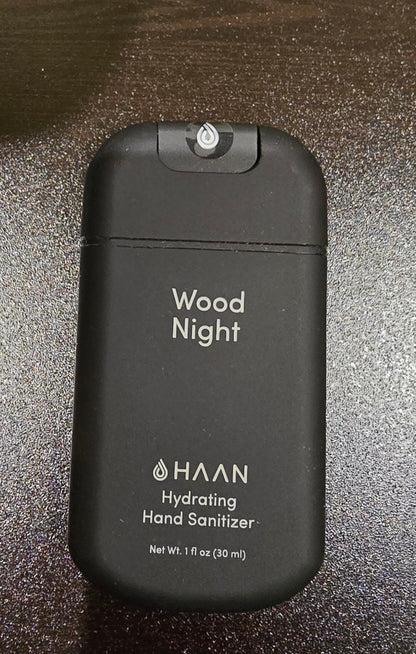 HAAN Hydrating Hand Sanitizer spray 30ml - Wood Night - Ideal for Men - Black Colour container