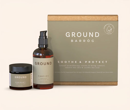 Ground Wellbeing Barróg gift set for Oncology containing Fortify Face & Body Oil 100ml and Hand & Foot Balm
