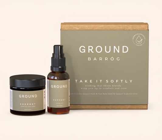 Ground Wellbeing Barrog Oncology Gift set containing Scalp Oil and Hand & Foot Balm