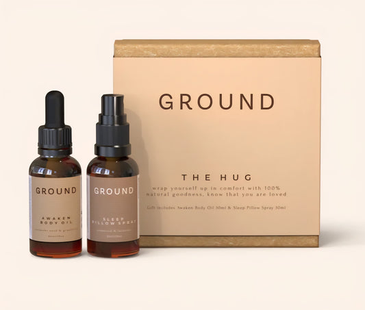 Ground Wellbeing The HUG gift set containing Awaken Body Oil and Sleep Pillow Spray